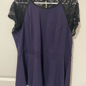 City Chic Purple Lace Sleeve Top